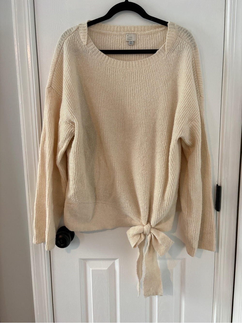 a new day Cream Tie-Hem Crewneck Sweater